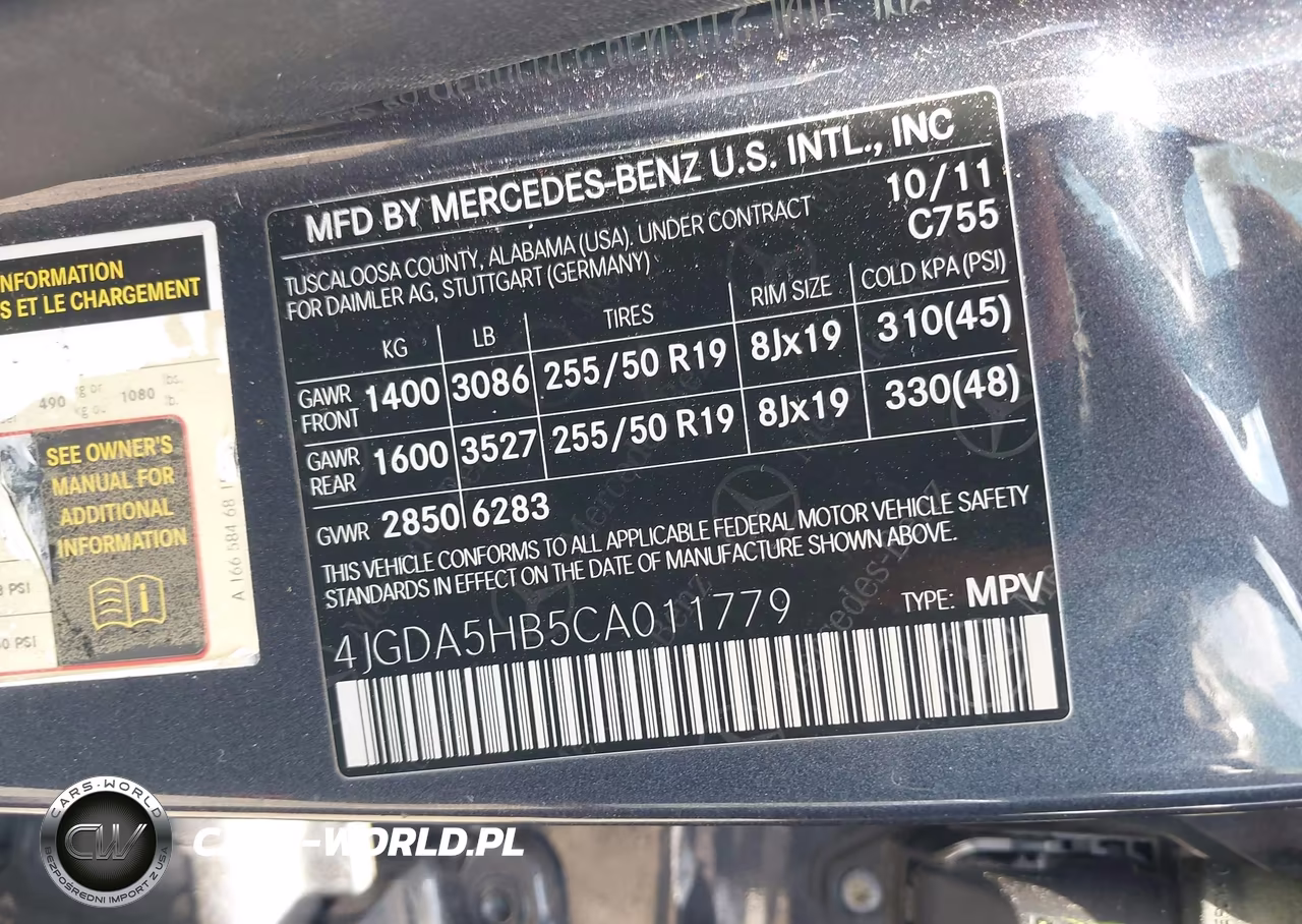 2012 Mercedes-Benz Ml 350 4Matic VIN:4JGDA5HB5CA011779 - 9