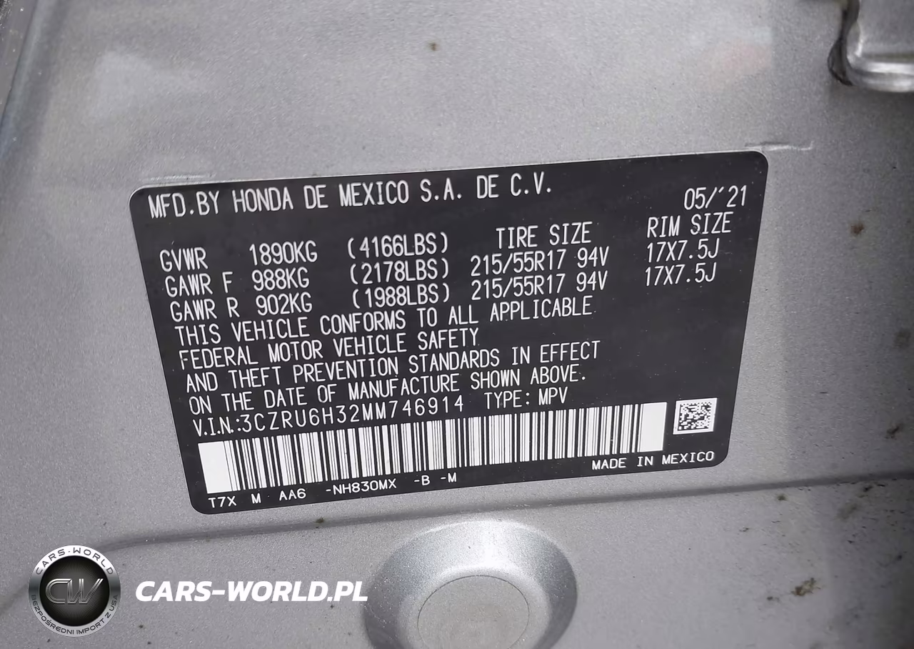 2021 Honda Hr-V Awd Lx VIN:3CZRU6H32MM746914 - 9