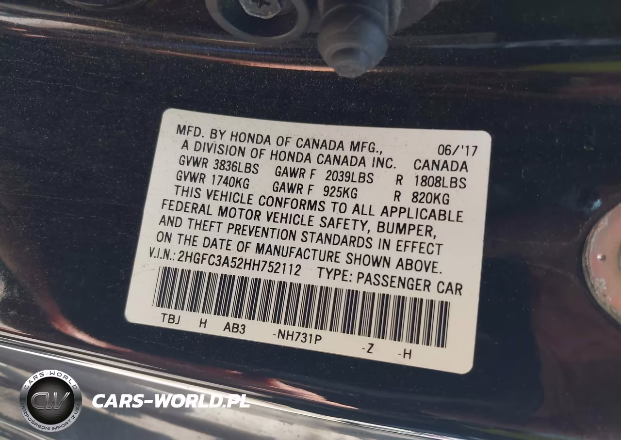 2017 Honda Civic Si VIN:2HGFC3A52HH752112 - 9