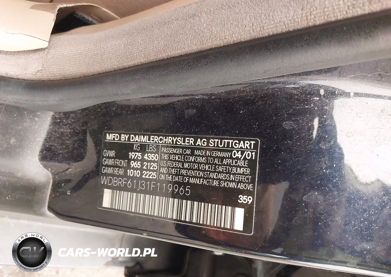 2001 Mercedes-Benz C 240 VIN:WDBRF61J31F119965 - 9
