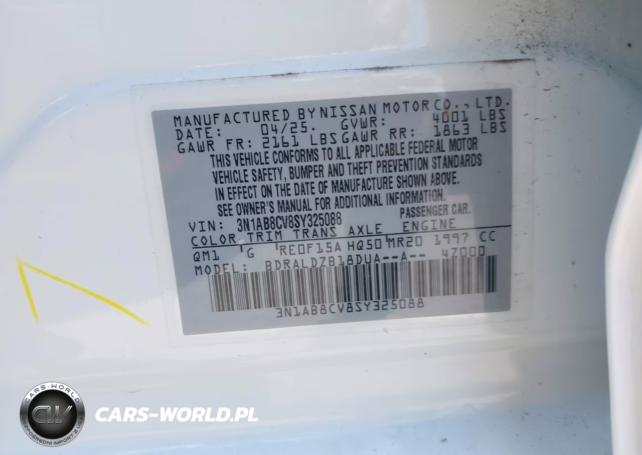 2025 Nissan Sentra Sv VIN:3N1AB8CV8SY325088 - 9