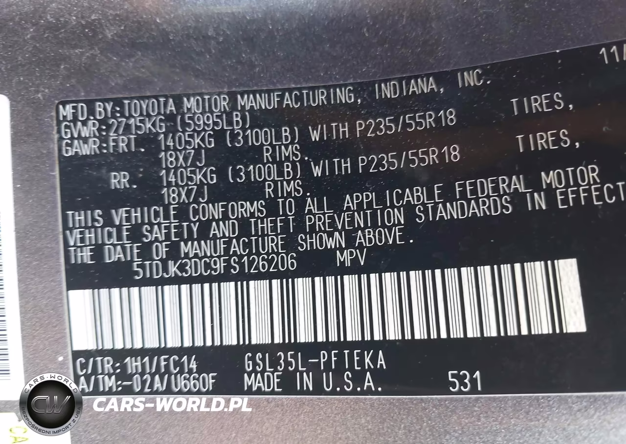 2015 Toyota Sienna Le 7 Passenger VIN:5TDJK3DC9FS126206 - 9