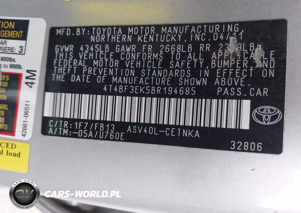 2011 Toyota Camry Le VIN:4T4BF3EK5BR194685 - 9