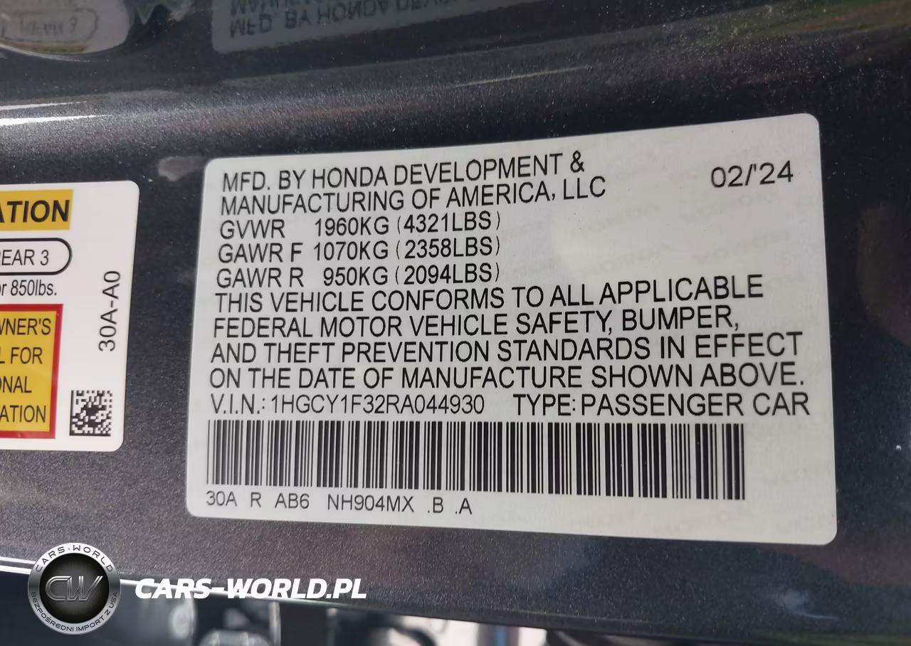 2024 Honda Accord Ex VIN:1HGCY1F32RA044930 - 9