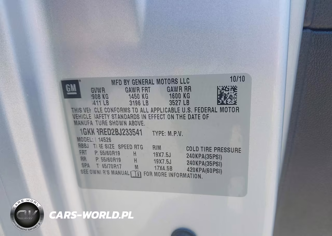 2011 GMC Acadia Slt-1 VIN:1GKKRRED2BJ233541 - 9