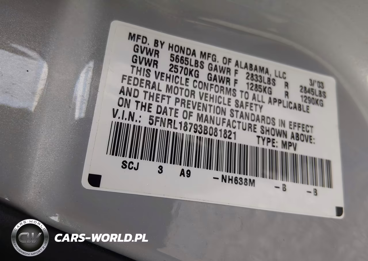 2003 Honda Odyssey Ex-L VIN:5FNRL18793B081821 - 9