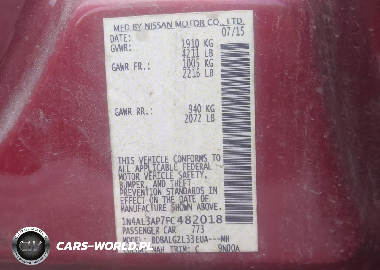 2015 Nissan Altima 2.5 S VIN:1N4AL3AP7FC482018 - 9