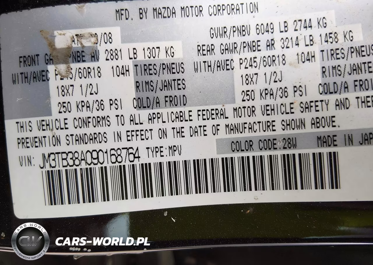 2009 Mazda Cx-9 Touring VIN:JM3TB38A090168764 - 9