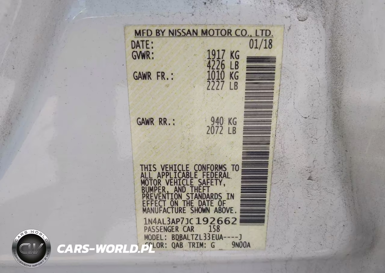 2018 Nissan Altima 2.5 Sl VIN:1N4AL3AP7JC192662 - 9