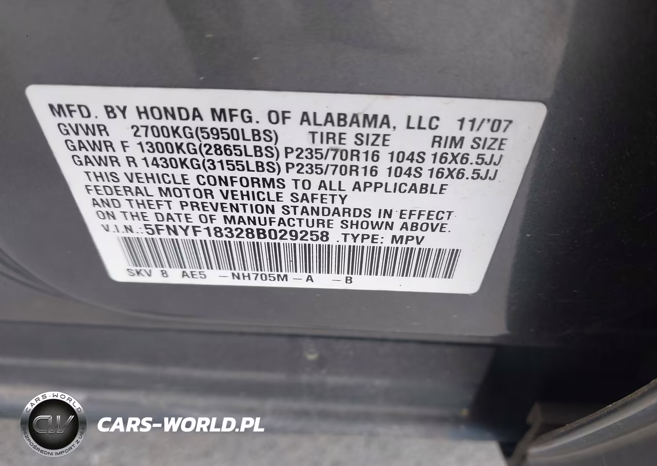 2008 Honda Pilot Se VIN:5FNYF18328B029258 - 9