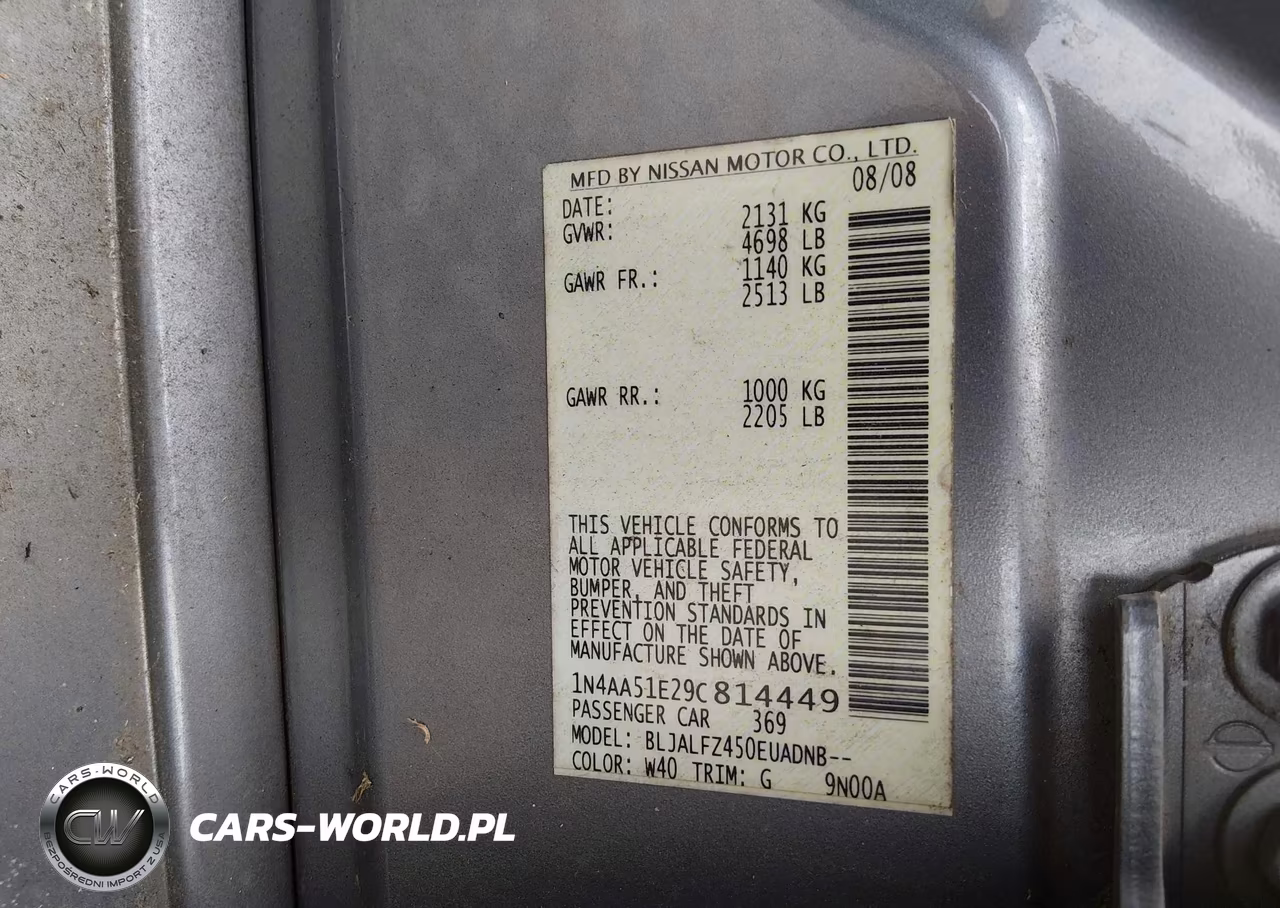 2009 Nissan Maxima 3.5 Sv VIN:1N4AA51E29C814449 - 9