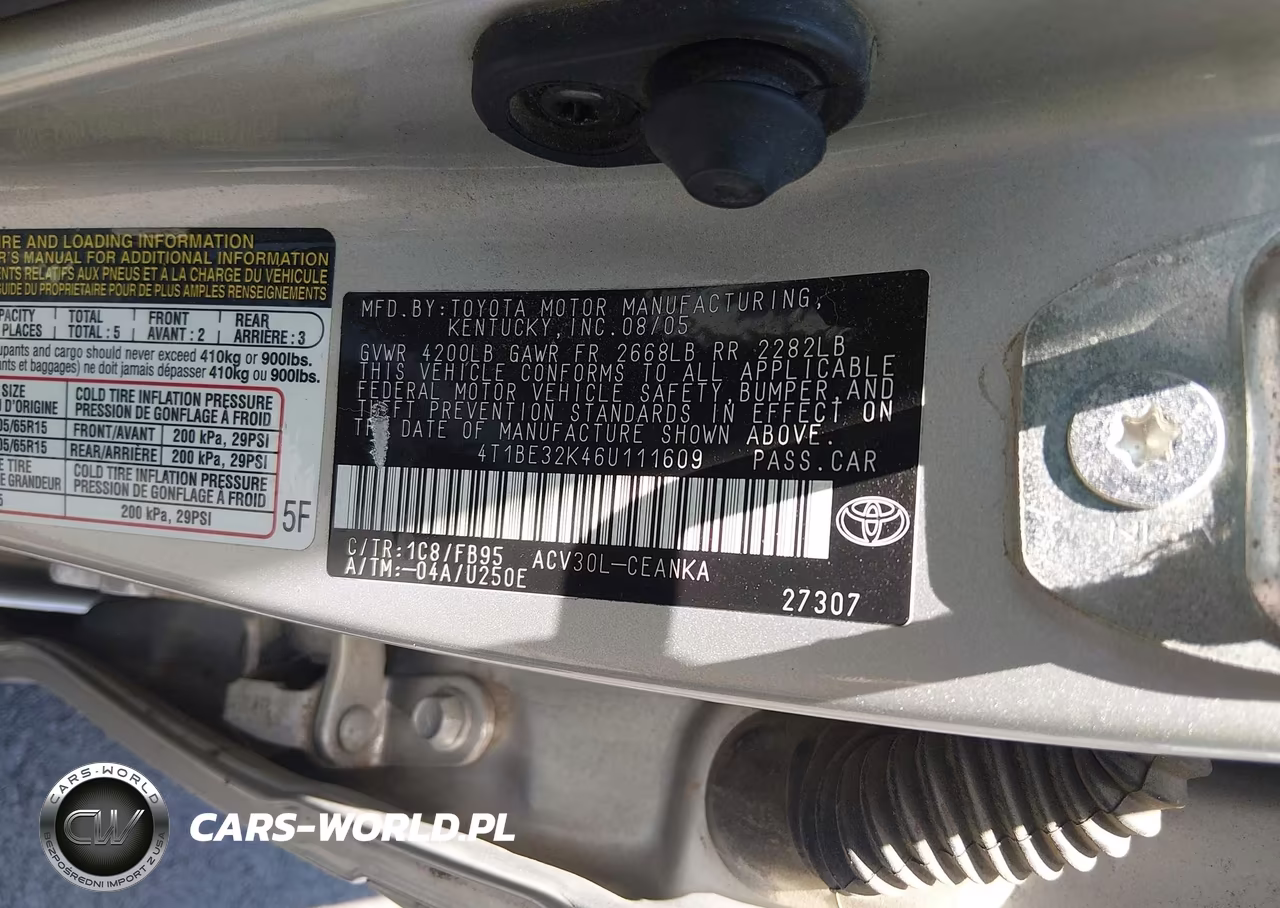 2006 Toyota Camry Le VIN:4T1BE32K46U111609 - 9