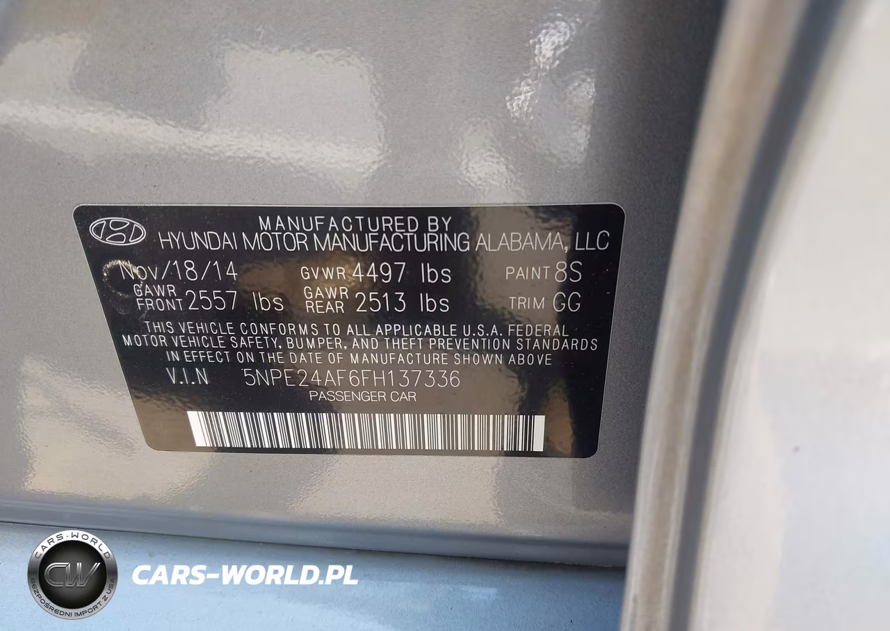 2015 Hyundai Sonata Se VIN:5NPE24AF6FH137336 - 9