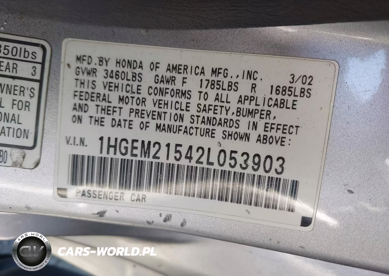 2002 Honda Civic Lx VIN:1HGEM21542L053903 - 9