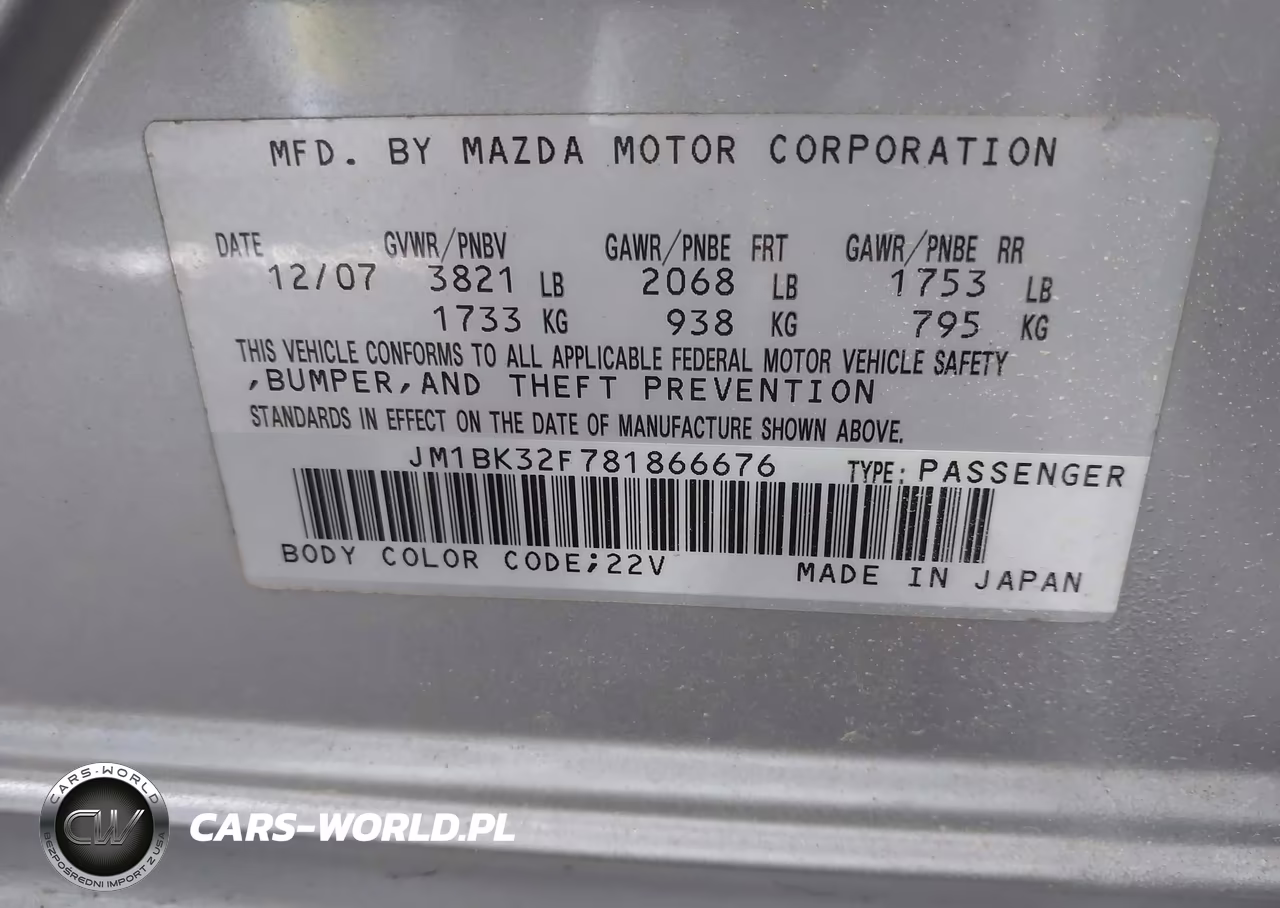 2008 Mazda Mazda3 I VIN:JM1BK32F781866676 - 9