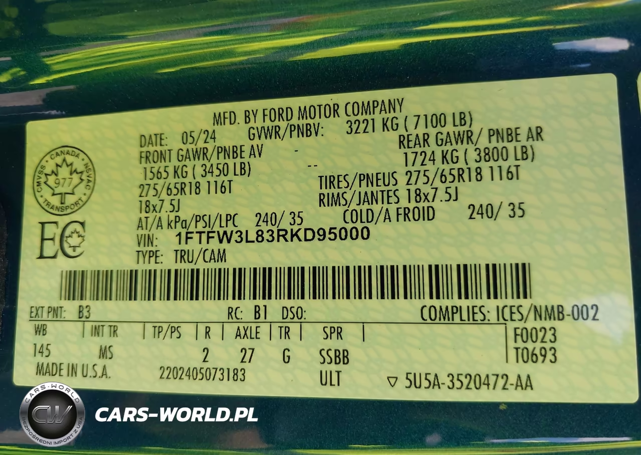2024 Ford F-150 Xlt VIN:1FTFW3L83RKD95000 - 9