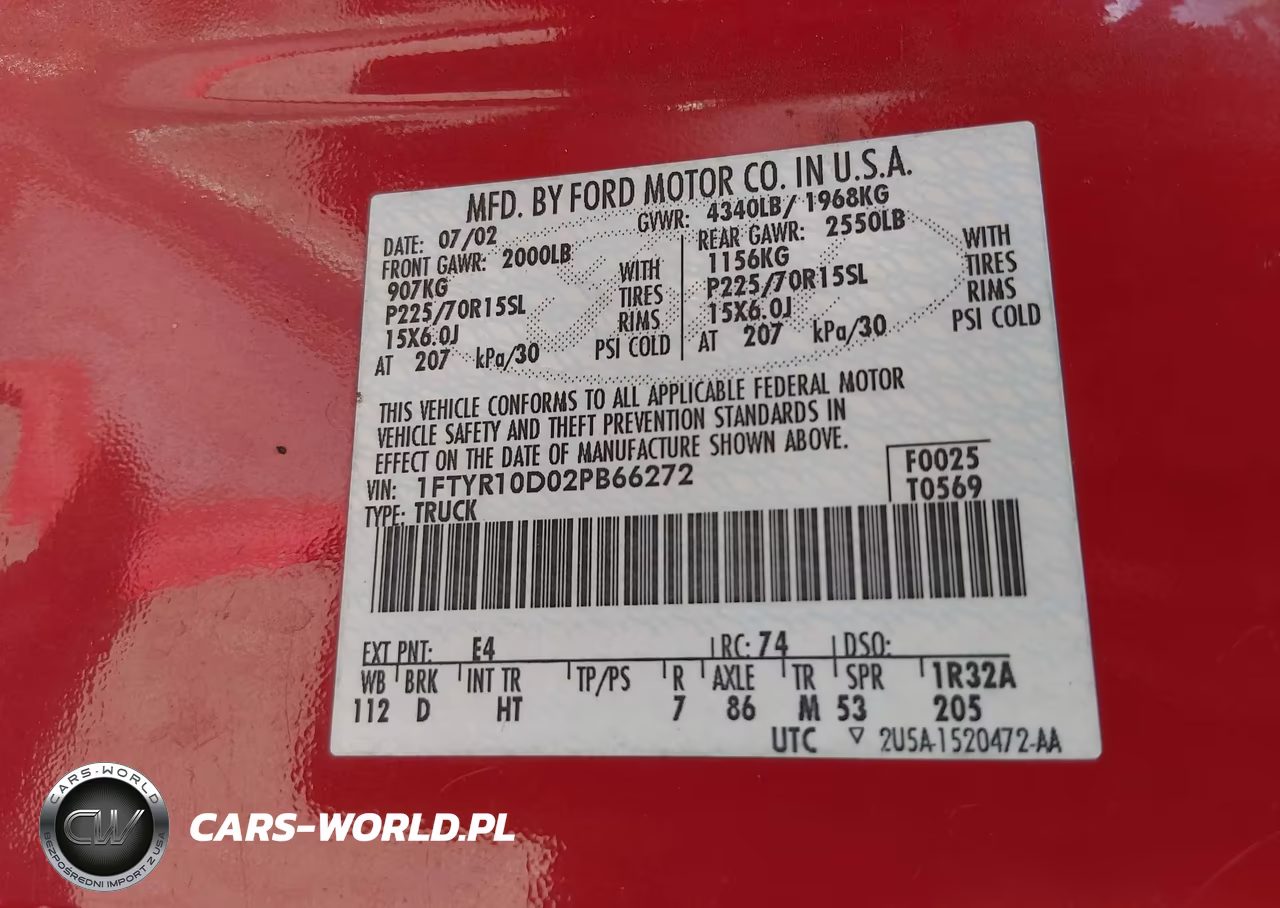 2002 Ford Ranger Xl-Xlt VIN:1FTYR10D02PB66272 - 9