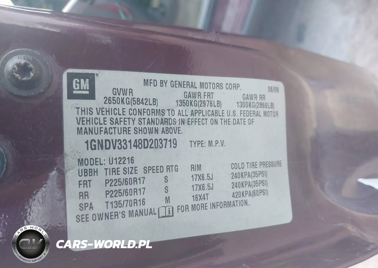 2008 Chevrolet Uplander Lt W-1Lt VIN:1GNDV33148D203719 - 9