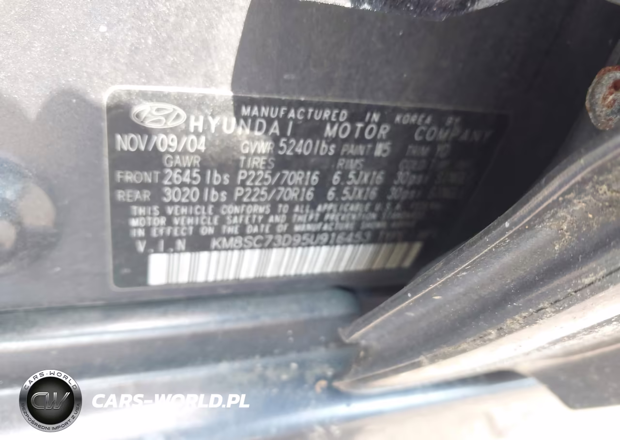 2005 Hyundai Santa Fe Gls VIN:KM8SC73D95U916453 - 9