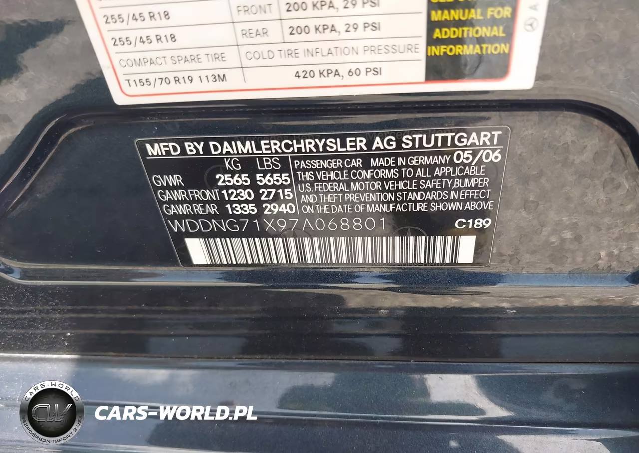 2007 Mercedes-Benz S 550 VIN:WDDNG71X97A068801 - 9