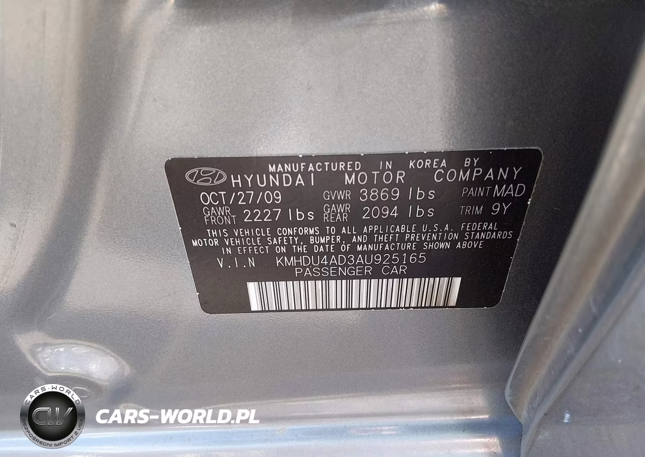2010 Hyundai Elantra Gls VIN:KMHDU4AD3AU925165 - 9