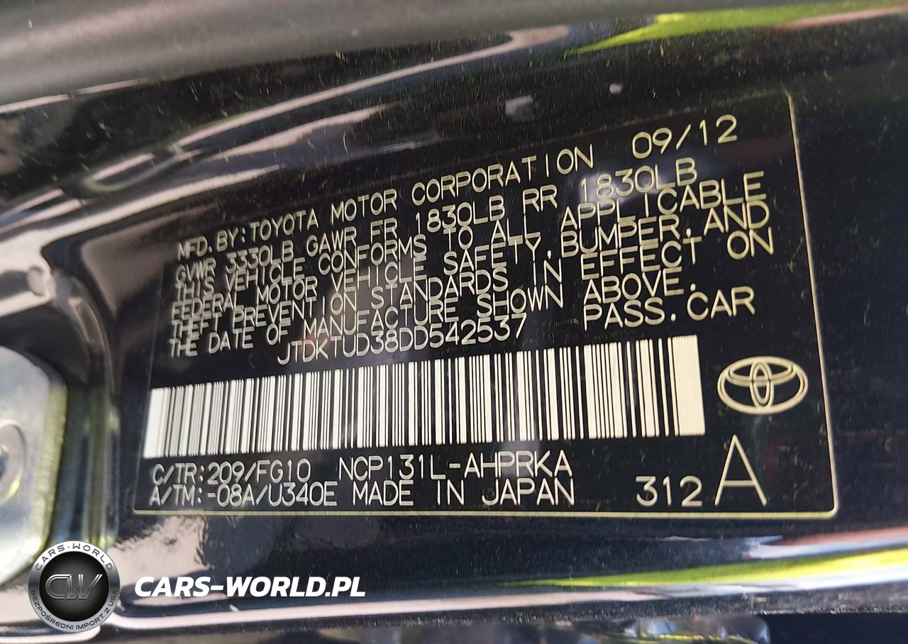 2013 Toyota Yaris Le VIN:JTDKTUD38DD542537 - 9
