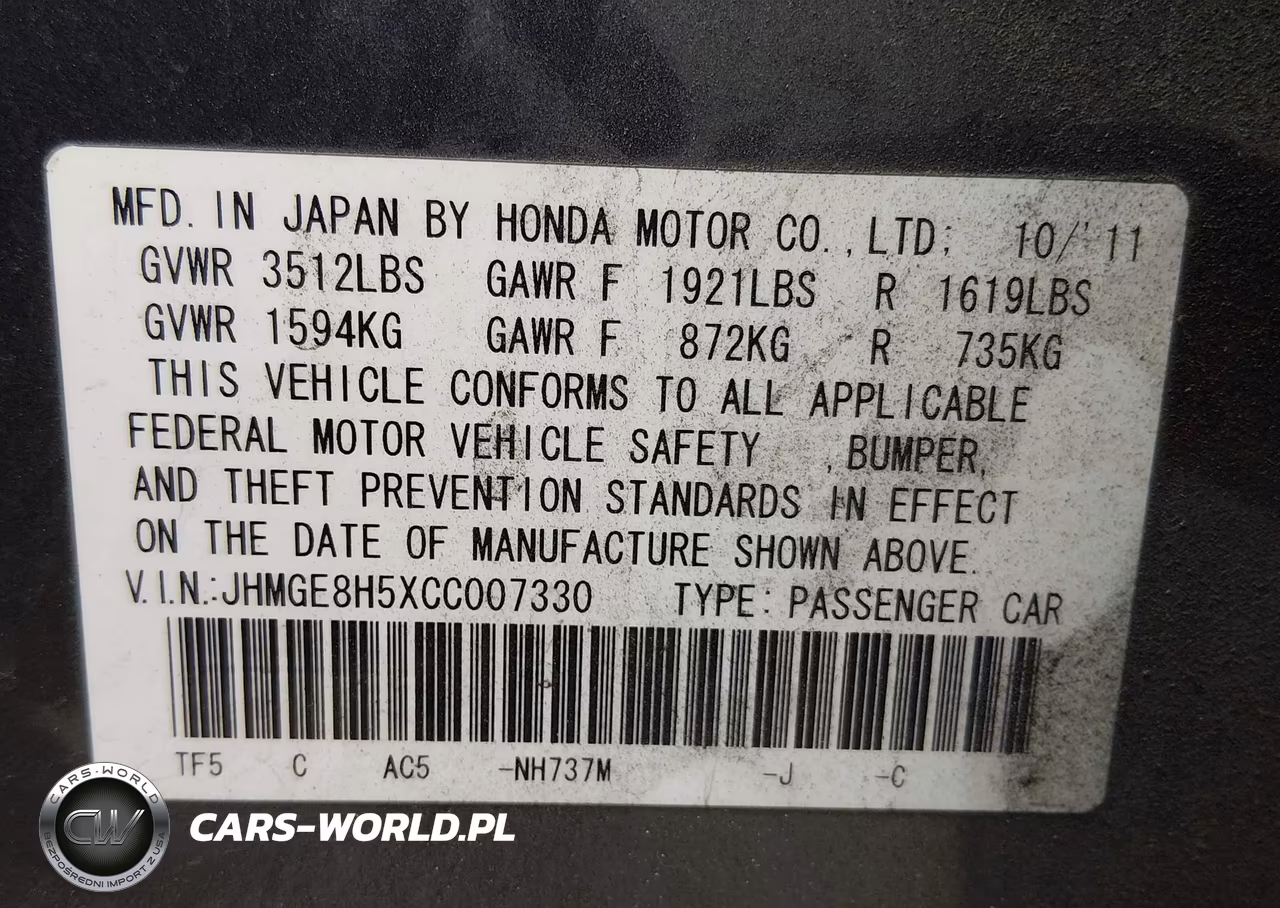 2012 Honda Fit Sport VIN:JHMGE8H5XCC007330 - 9