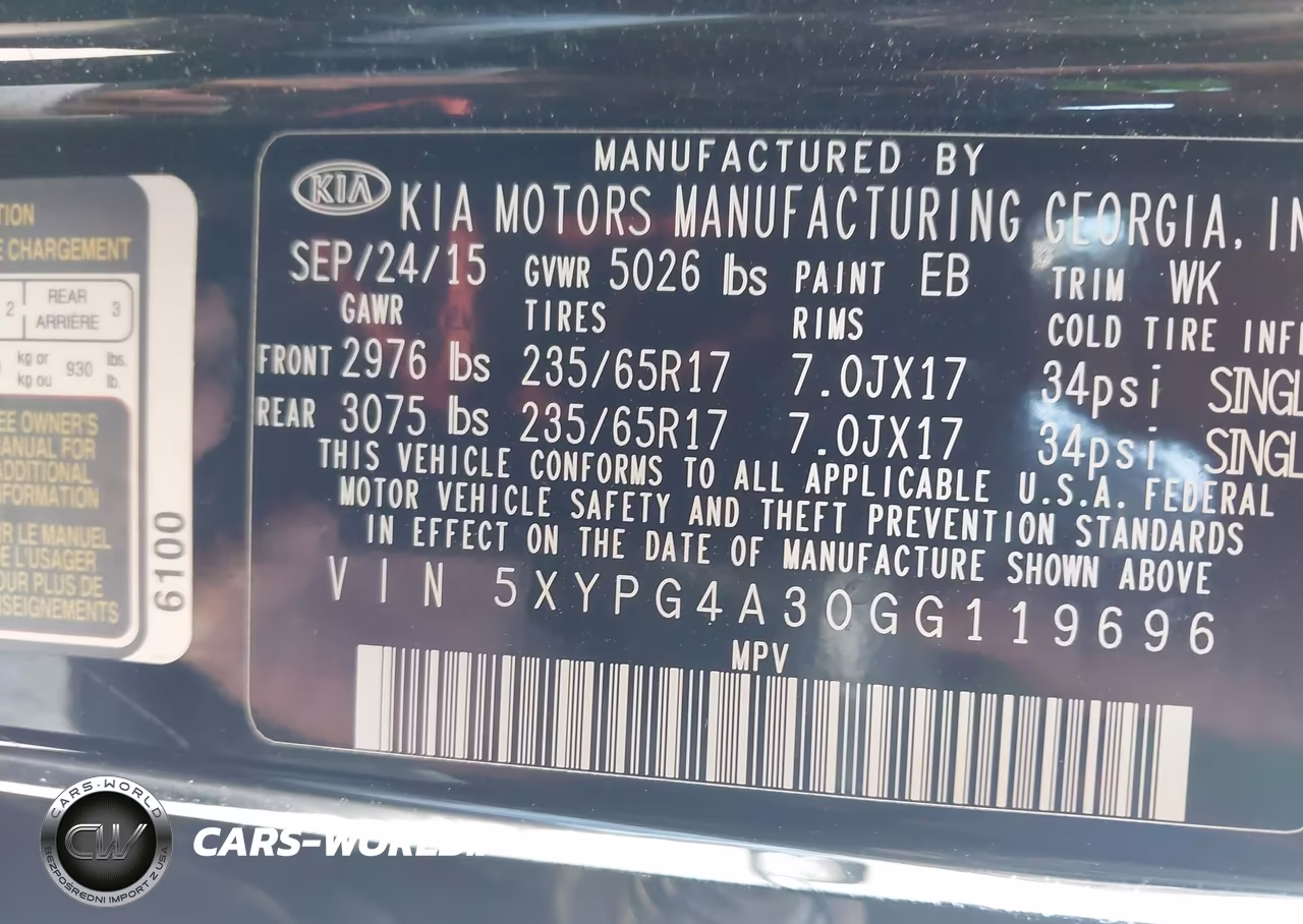 2016 Kia Sorento 2.4L Lx VIN:5XYPG4A30GG119696 - 9