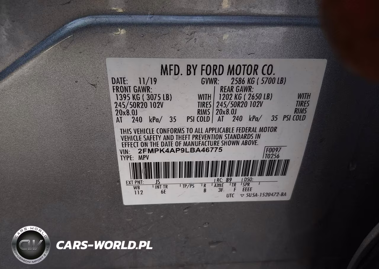 2020 Ford Edge St VIN:2FMPK4AP9LBA46775 - 9