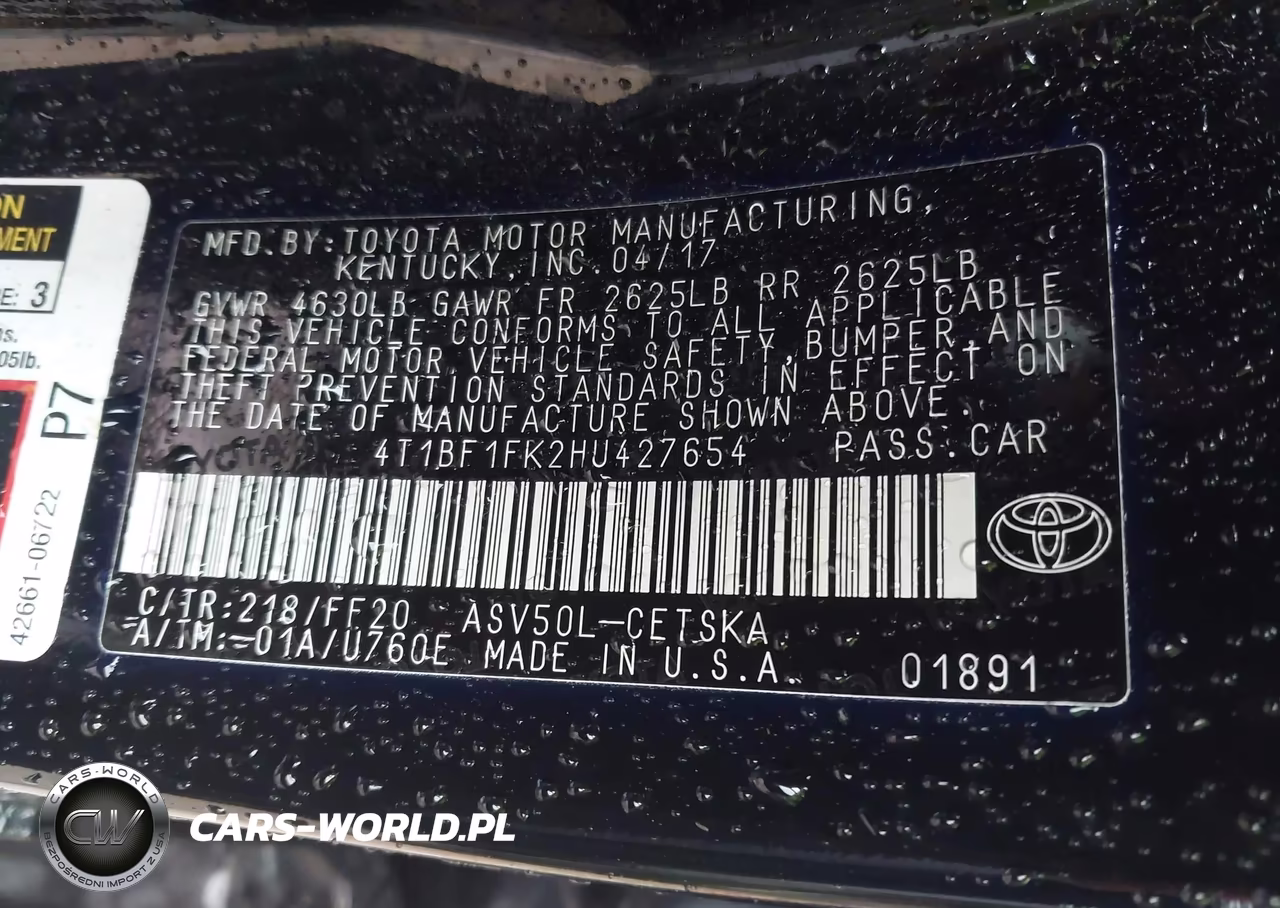 2017 Toyota Camry Se VIN:4T1BF1FK2HU427654 - 9