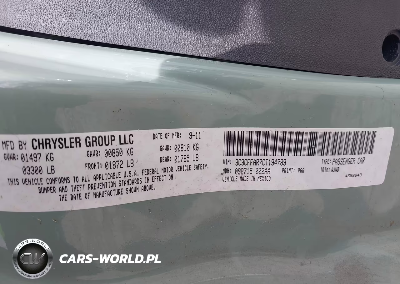 2012 Fiat 500 Pop VIN:3C3CFFAR7CT194789 - 9