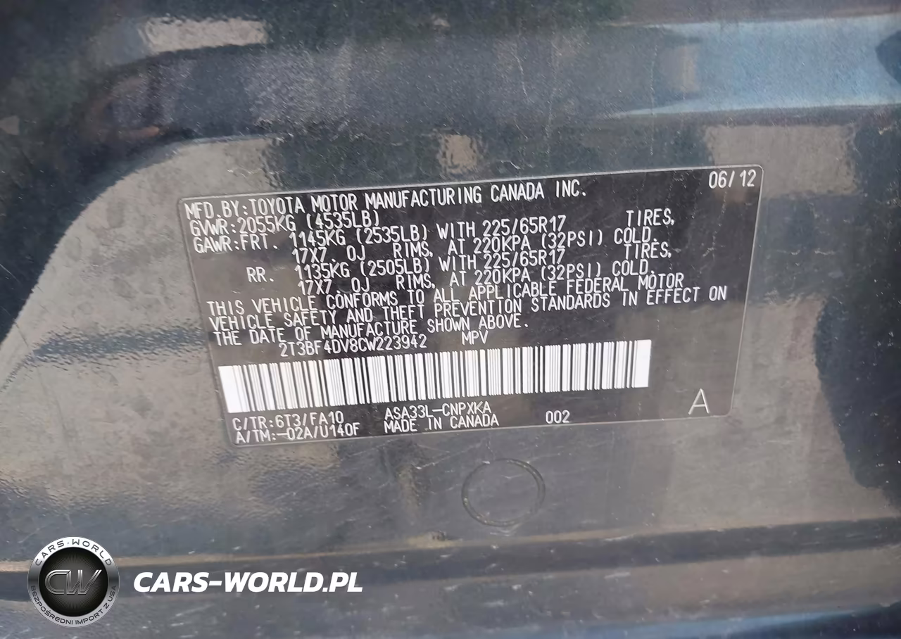 2012 Toyota Rav4 VIN:2T3BF4DV8CW223942 - 9