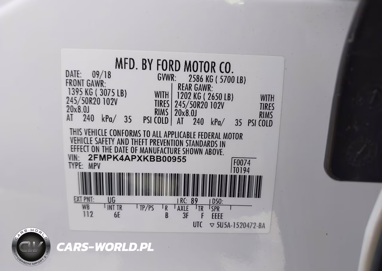 2019 Ford Edge St VIN:2FMPK4APXKBB00955 - 9