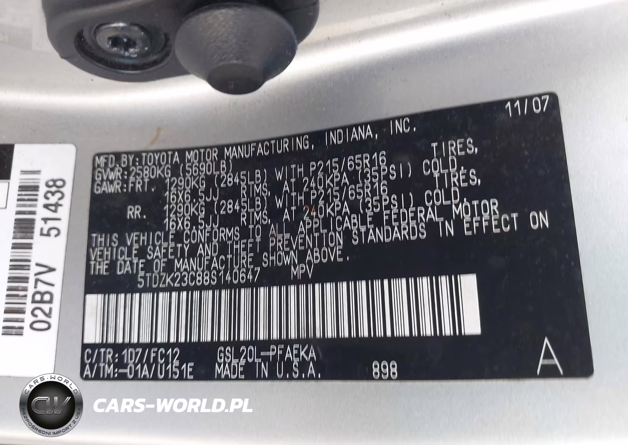 2008 Toyota Sienna Le VIN:5TDZK23C88S140647 - 9