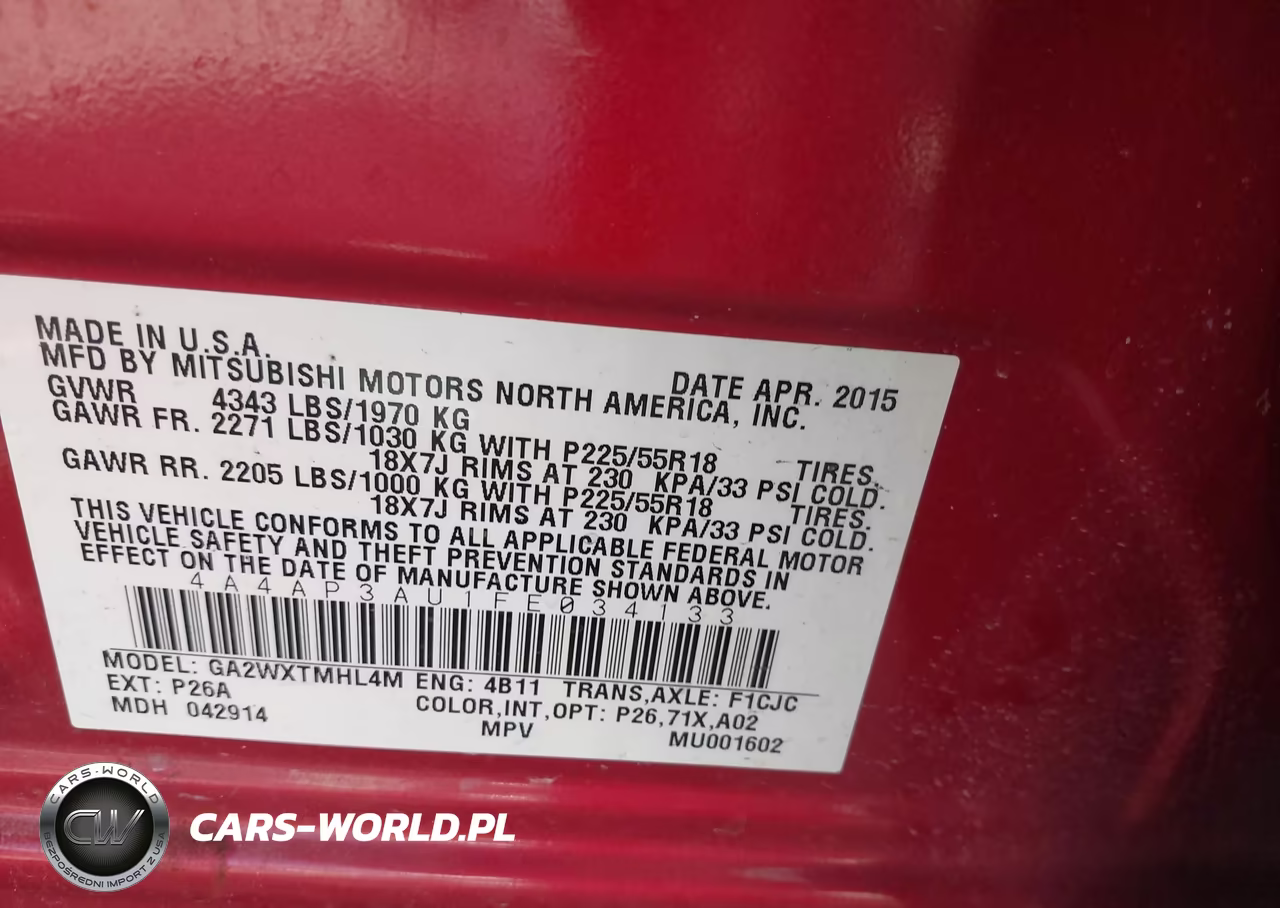 2015 Mitsubishi Outlander Sport Es VIN:4A4AP3AU1FE034133 - 9