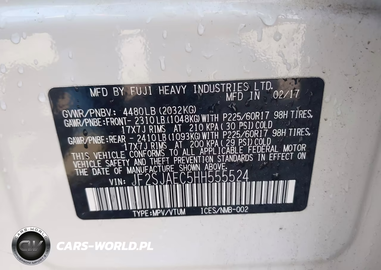 2017 Subaru Forester 2.5I Premium VIN:JF2SJAEC5HH555524 - 9