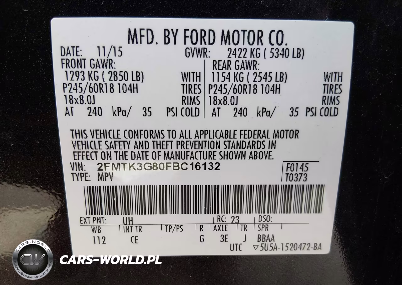 2015 Ford Edge Se VIN:2FMTK3G80FBC16132 - 9