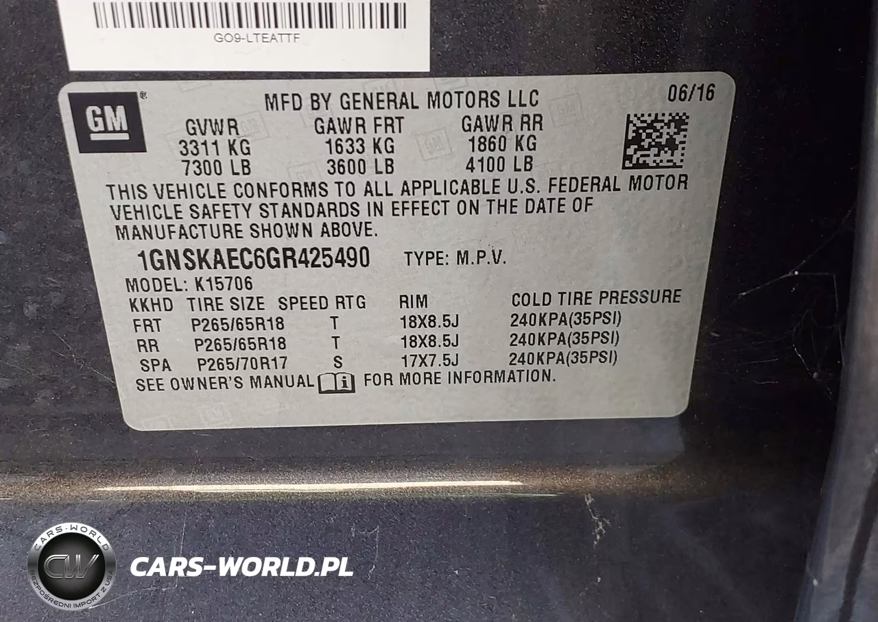 2016 Chevrolet Tahoe Ls VIN:1GNSKAEC6GR425490 - 9