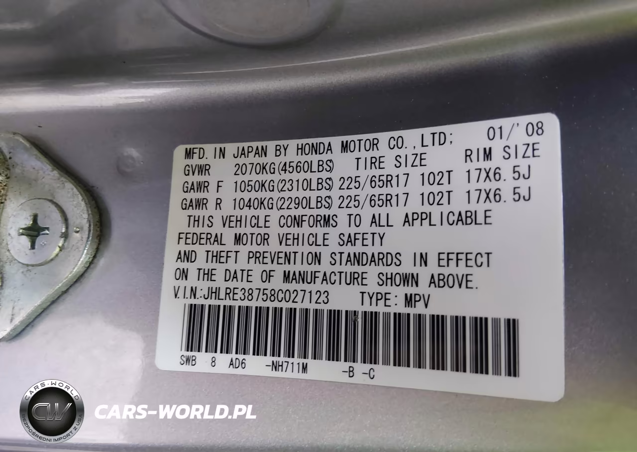2008 Honda Cr-V Ex-L VIN:JHLRE38758C027123 - 9