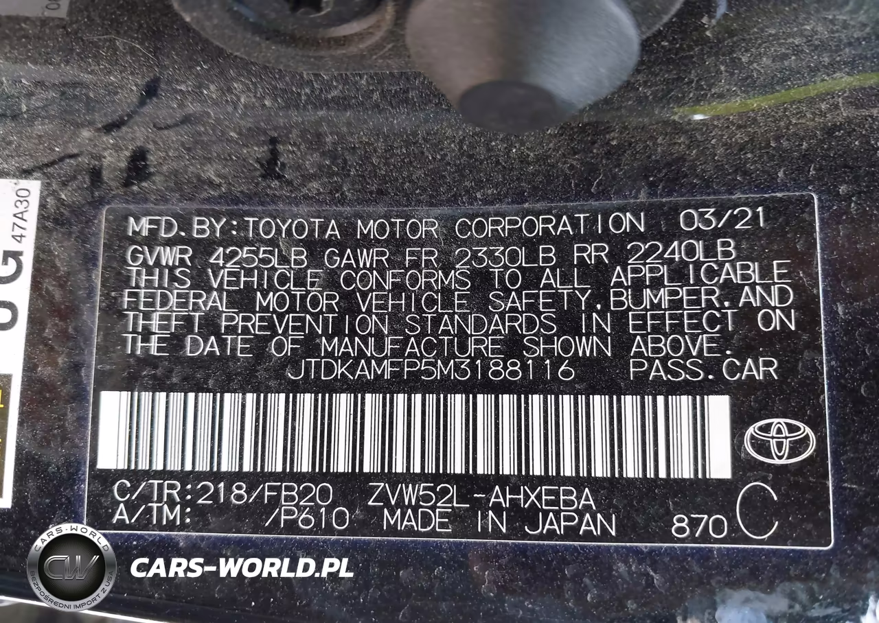 2021 Toyota Prius Prime Le VIN:JTDKAMFP5M3188116 - 9