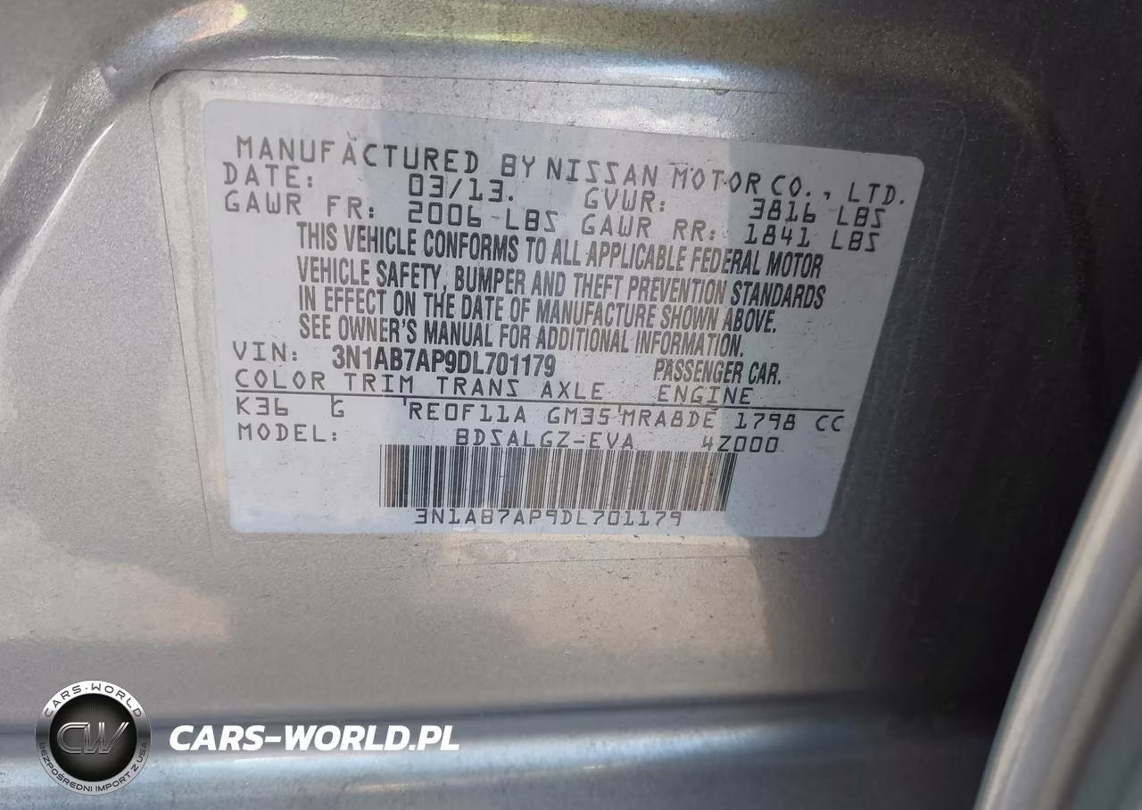 2013 Nissan Sentra Sl VIN:3N1AB7AP9DL701179 - 9