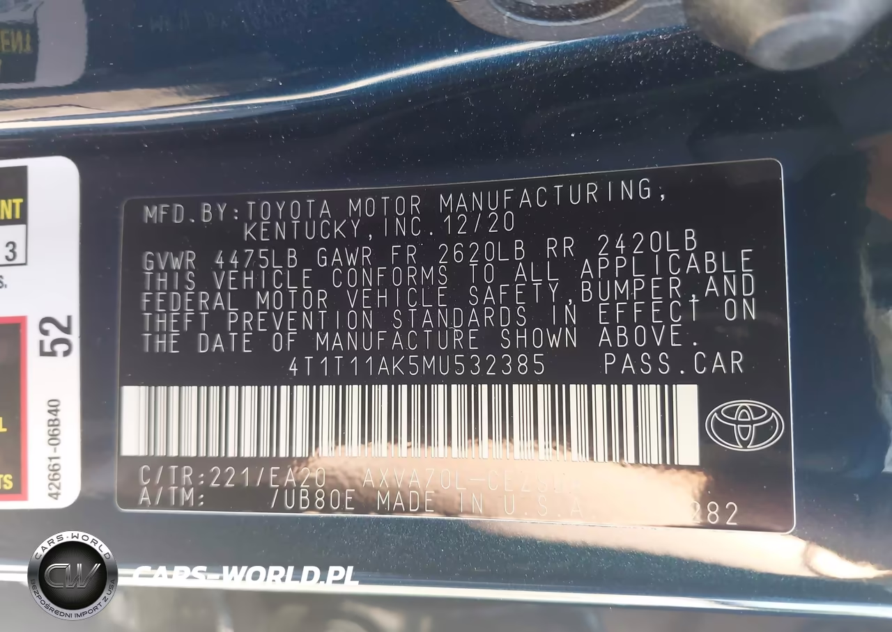 2021 Toyota Camry Se VIN:4T1T11AK5MU532385 - 9