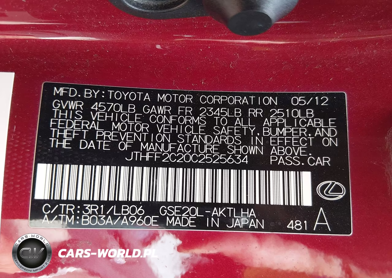 2012 Lexus Is 250C VIN:JTHFF2C20C2525634 - 9