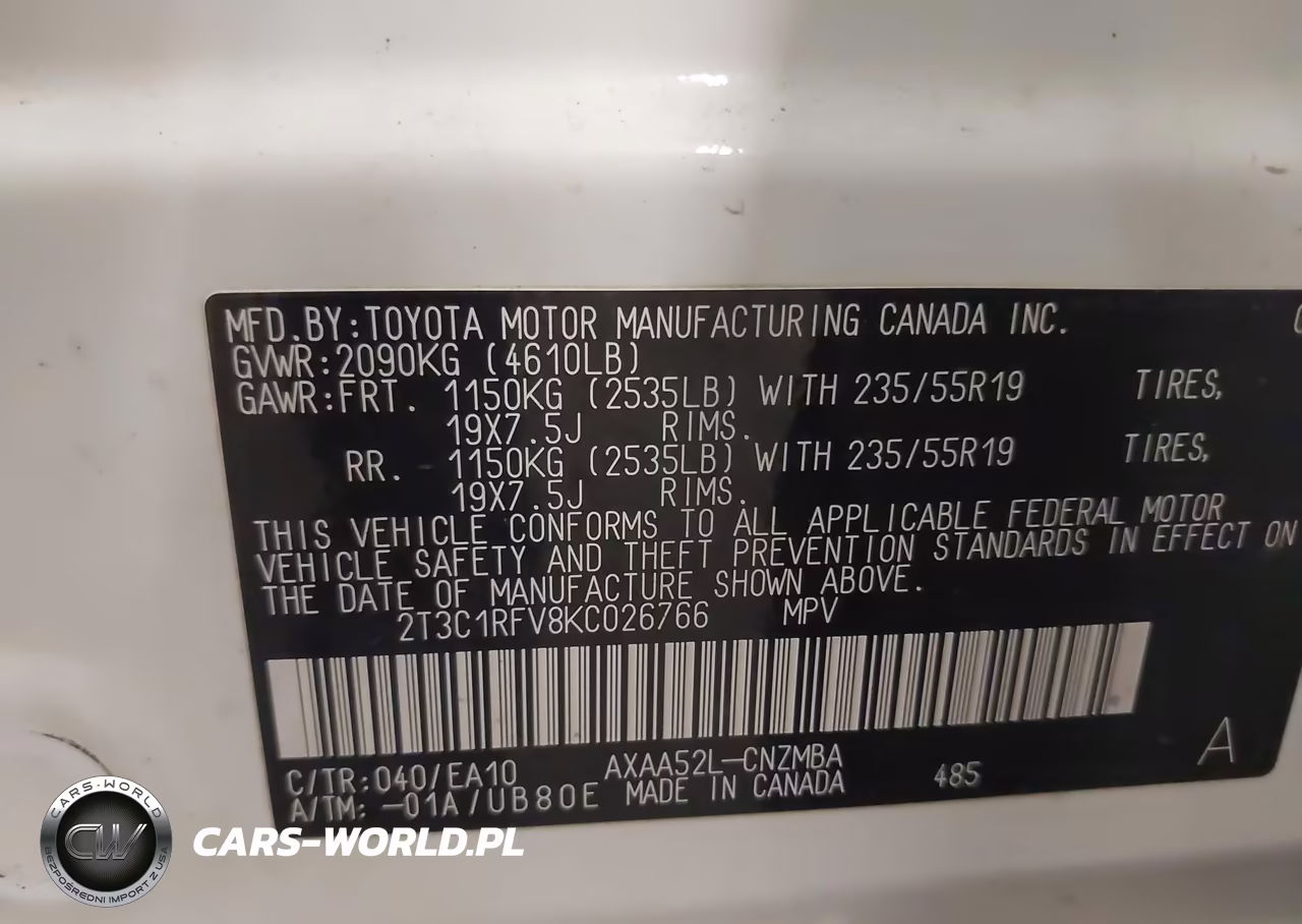 2019 Toyota Rav4 Xle Premium VIN:2T3C1RFV8KC026766 - 9