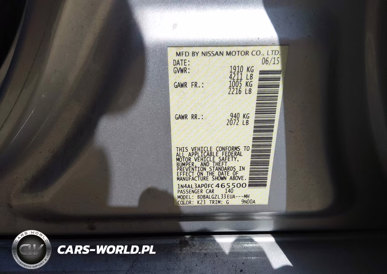 2015 Nissan Altima 2.5 S VIN:1N4AL3AP0FC465500 - 9