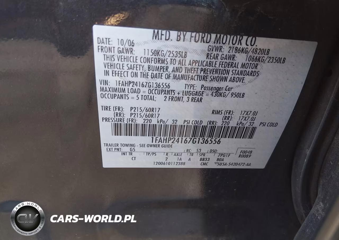 2007 Ford Five Hundred Sel VIN:1FAHP24167G136556 - 9
