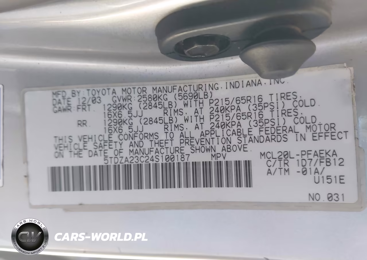2004 Toyota Sienna Le VIN:5TDZA23C24S100187 - 9