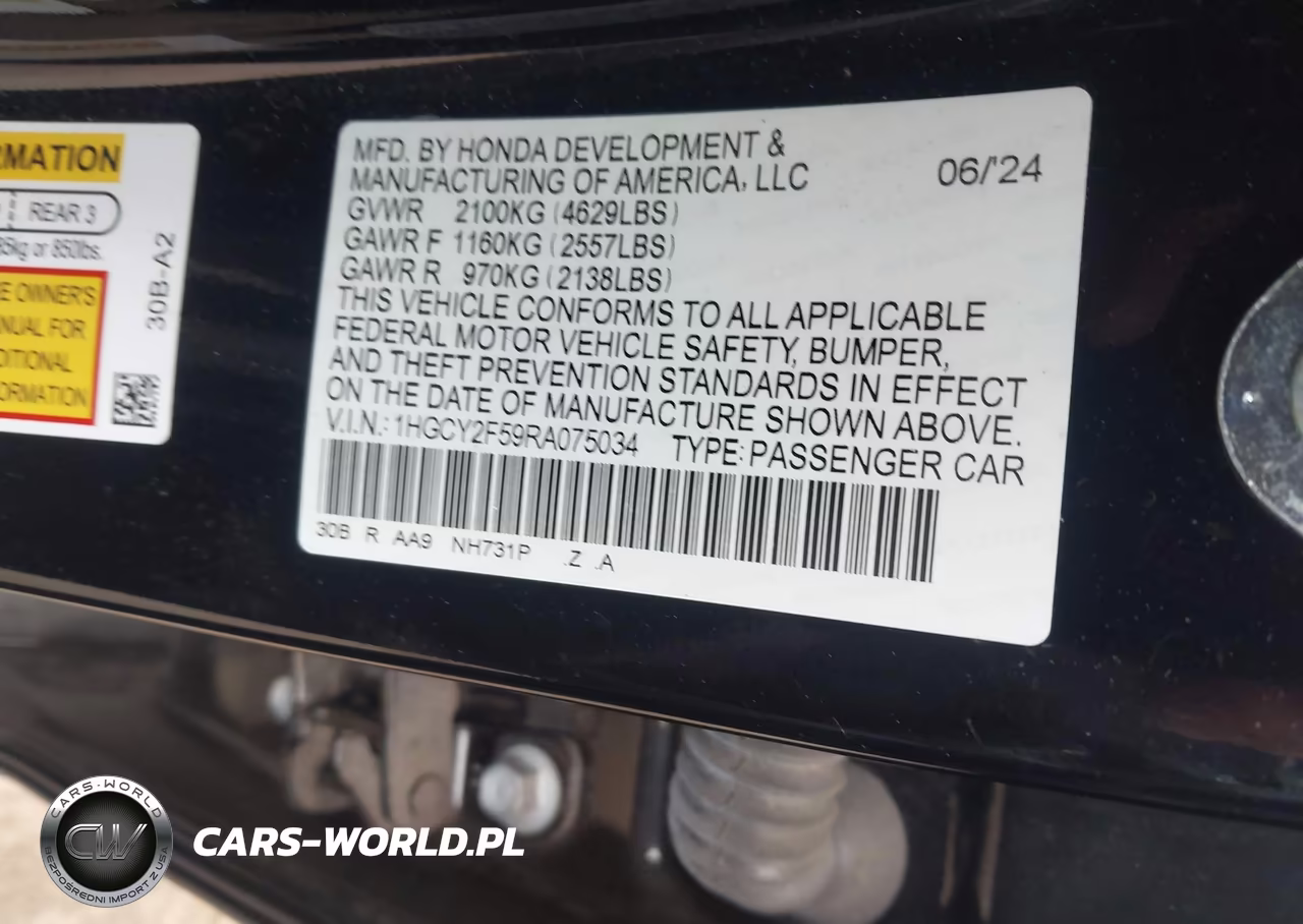 2024 Honda Accord Hybrid Sport VIN:1HGCY2F59RA075034 - 9
