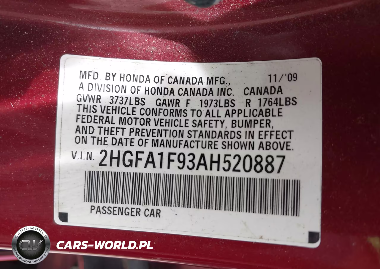 2010 Honda Civic Ex-L VIN:2HGFA1F93AH520887 - 9