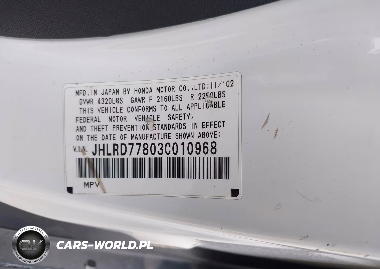 2003 Honda Cr-V Ex VIN:JHLRD77803C010968 - 9